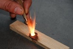 white hot flame from wood and oxygen